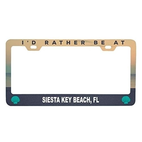 R and R Imports Siesta Key Beach Florida Sea Shell Design Souvenir Metal License Plate Frame Image 1