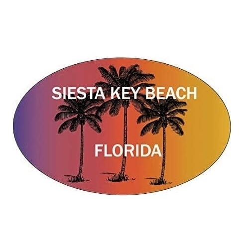 Siesta Key Beach Florida Souvenir Palm Trees Surfing Trendy Oval Decal Sticker Image 1