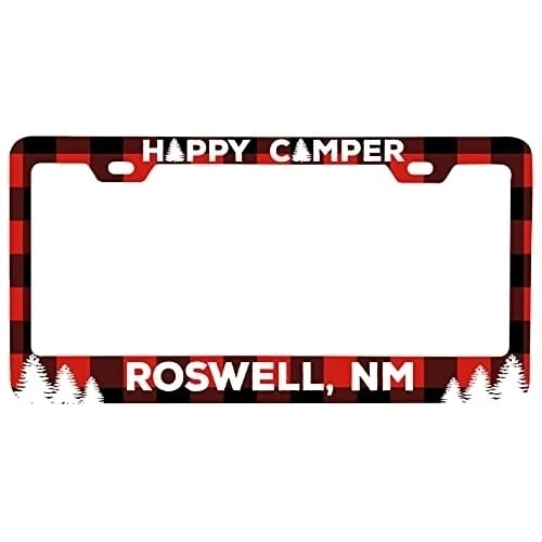 Roswell  Mexico Car Metal License Plate Frame Plaid Design Image 1