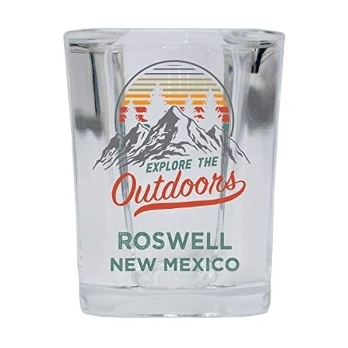 Roswell Mexico Explore the Outdoors Souvenir 2 Ounce Square Base Liquor Shot Glass Image 1