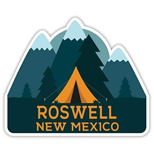 Roswell  Mexico Souvenir 4-Inch Fridge Magnet Camping Tent Design Image 1