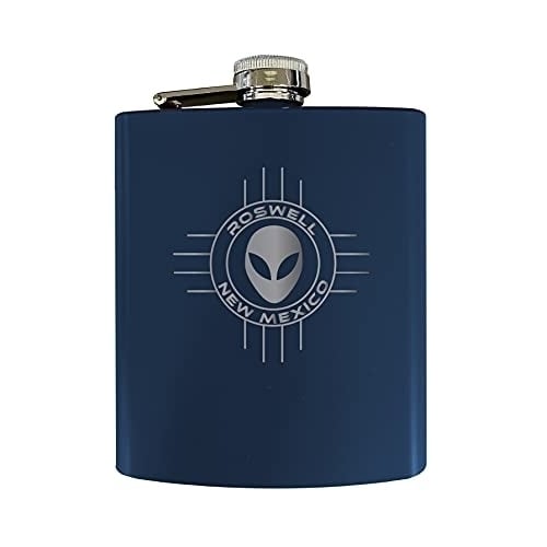 Roswell Mexico UFO Alien I Believe Souvenir Laser Engraved 7 oz Stainless Steel 7 oz Navy Image 1