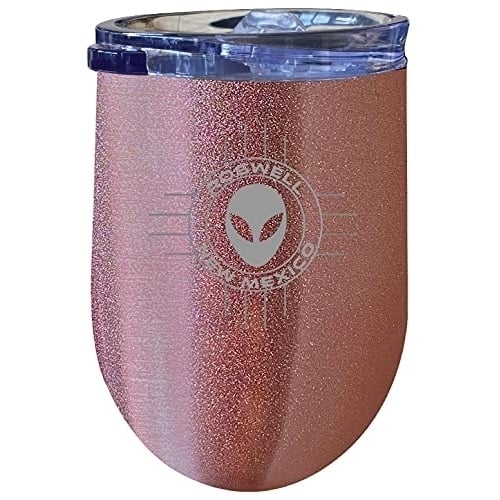 Roswell Mexico UFO Alien I Believe Souvenir 12 oz Engraved Laser Etched Insulated Wine Stainless Steel Tumbler Rose Image 1