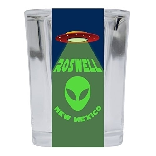 Roswell Mexico UFO Alien I Believe Souvenir Square Shot Glass Image 1