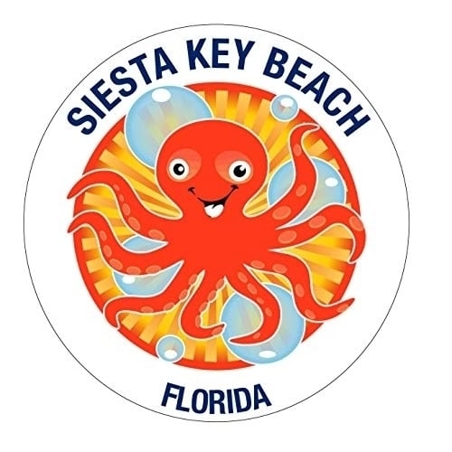 Siesta Key Beach Florida Souvenir 4 Inch Vinyl Decal Sticker Octopus Design Image 1