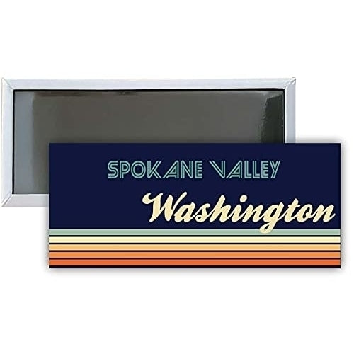 Spokane Valley Washington Souvenir 4.75x2-Inch Rectangle Fridge Magnet Retro Design Image 1