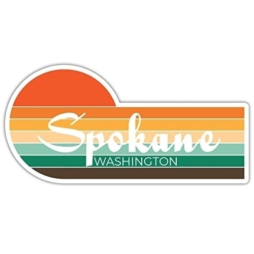 Spokane Washington 4 x 2.25 Inch Fridge Magnet Retro Vintage Sunset City 70s Aesthetic Design Image 1