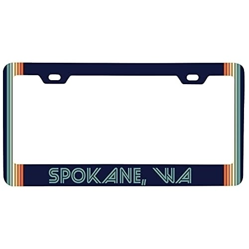 Spokane Washington Car Metal License Plate Frame Retro Design Image 1