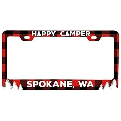 Spokane Washington Car Metal License Plate Frame Plaid Design Image 1