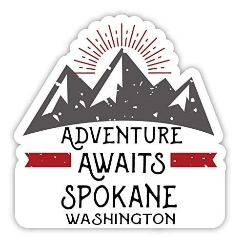 Spokane Washington Souvenir 2-Inch Vinyl Decal Sticker Adventure Awaits Design Image 1