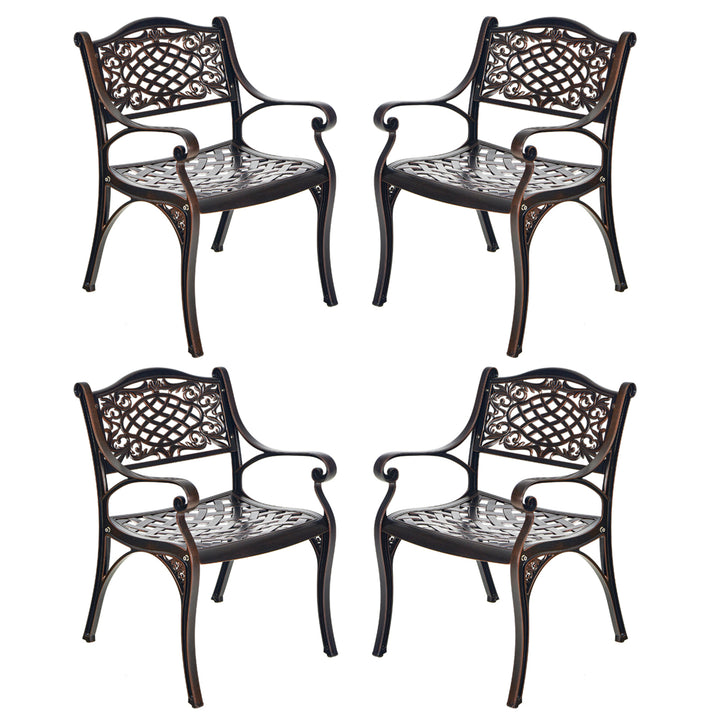 Set of 4 Outdoor Dining Chairs Cast Aluminum Patio Bistro Chairs Armchairs Image 1