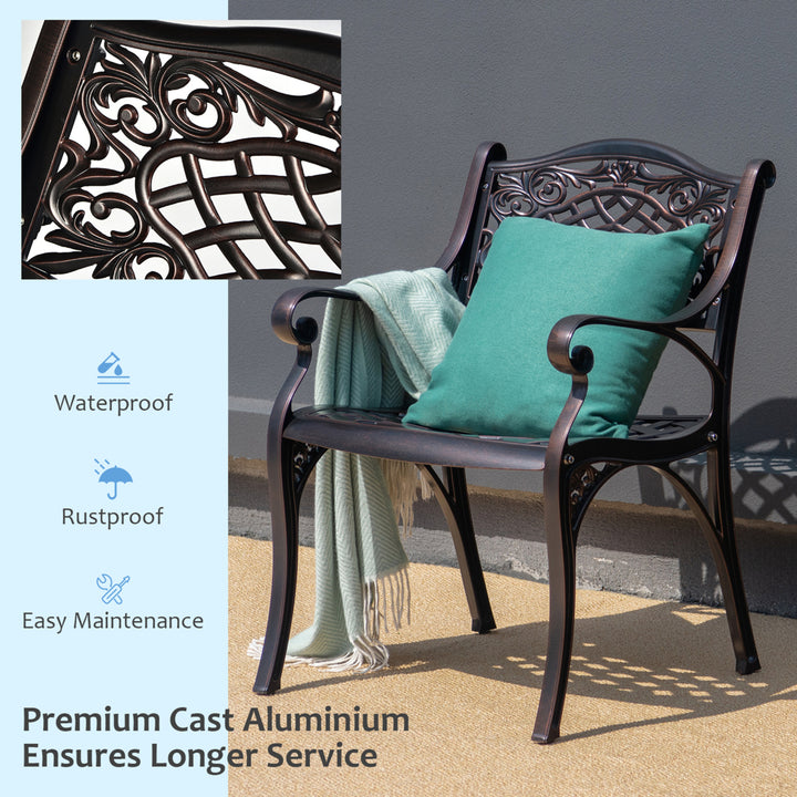 Set of 4 Outdoor Dining Chairs Cast Aluminum Patio Bistro Chairs Armchairs Image 8