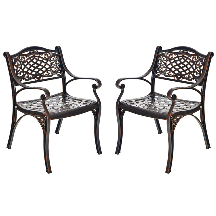 Set of 4 Outdoor Dining Chairs Cast Aluminum Patio Bistro Chairs Armchairs Image 10