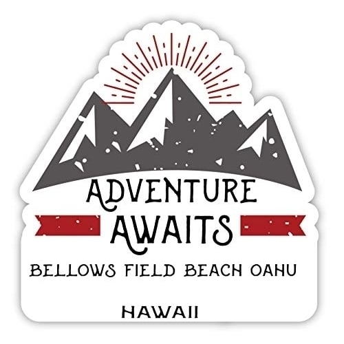 Bellows Field Beach Oahu Hawaii Souvenir 2-Inch Vinyl Decal Sticker Adventure Awaits Design Image 1