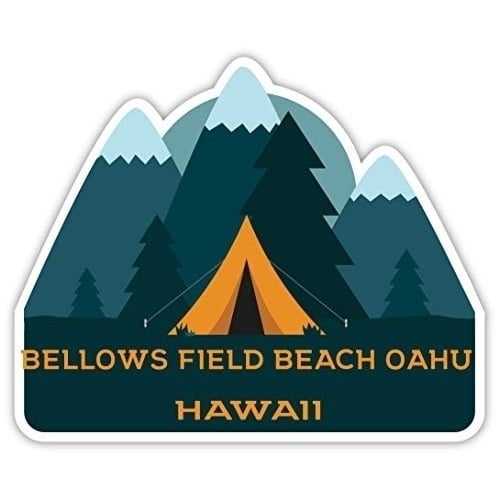 Bellows Field Beach Oahu Hawaii Souvenir 4-Inch Fridge Magnet Camping Tent Design Image 1