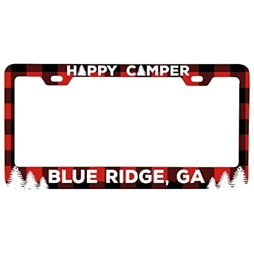 Blue Ridge Georgia Car Metal License Plate Frame Plaid Design Image 1