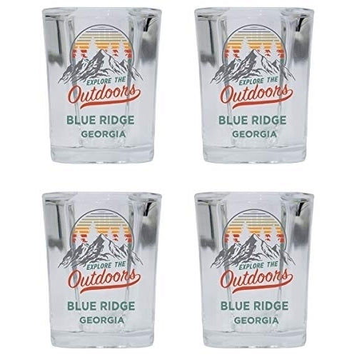 Blue Ridge Georgia Explore the Outdoors Souvenir 2 Ounce Square Base Liquor Shot Glass 4-Pack Image 1