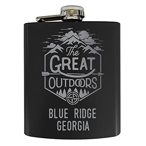 Blue Ridge Georgia Laser Engraved Explore the Outdoors Souvenir 7 oz Stainless Steel 7 oz Flask Black Image 1