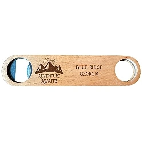 Blue Ridge Georgia Laser Engraved Wooden Bottle Opener Adventure Awaits Design Image 1