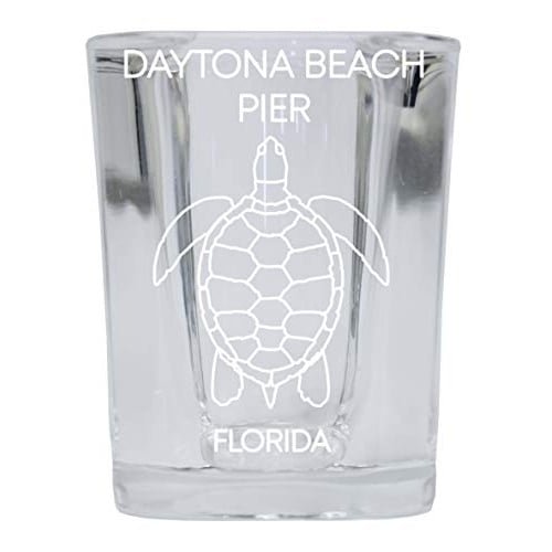 Daytona Beach Pier Florida Souvenir 2 Ounce Square Shot Glass laser etched Turtle Design Image 1