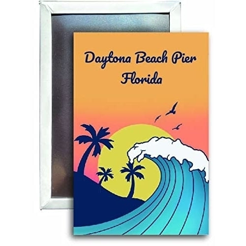 Daytona Beach Pier Florida Souvenir 2x3 Fridge Magnet Wave Design Image 1