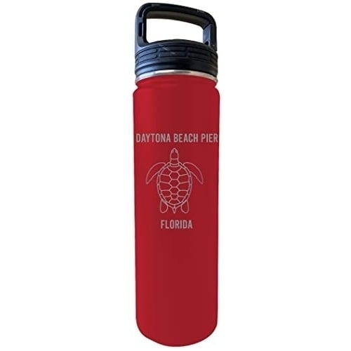 Daytona Beach Pier Florida Souvenir 32 Oz Engraved Red Insulated Double Wall Stainless Steel Water Bottle Tumbler Image 1