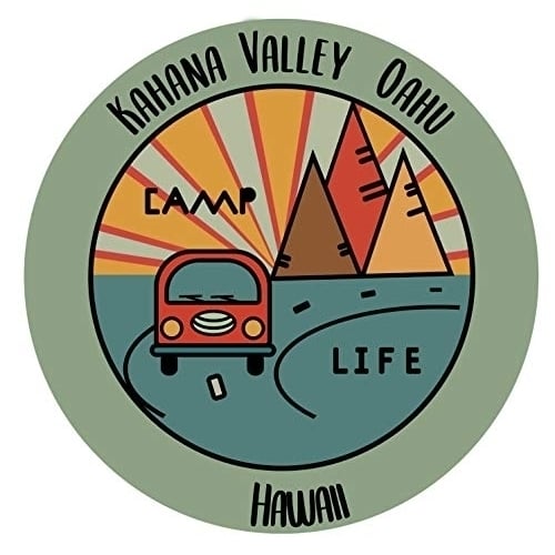 Kahana Valley Oahu Hawaii Souvenir 2 Inch Vinyl Decal Sticker Camping Design Image 1