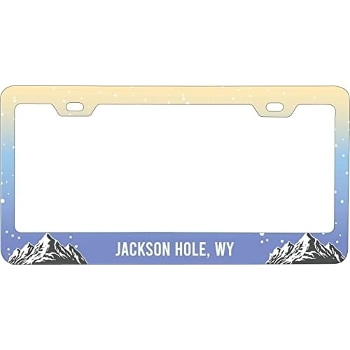 Jackson Hole Wyoming Ski Snowboard Winter Adventures Metal License Plate Frame Image 1