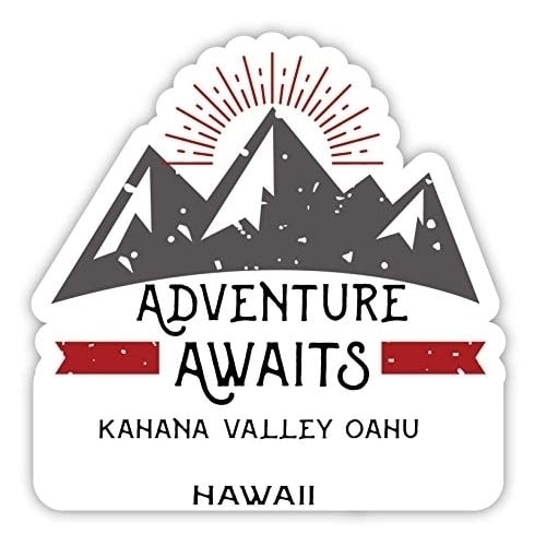 Kahana Valley Oahu Hawaii Souvenir 2-Inch Vinyl Decal Sticker Adventure Awaits Design Image 1