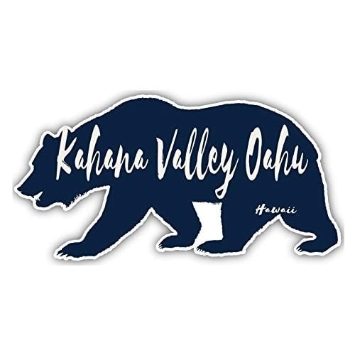 Kahana Valley Oahu Hawaii Souvenir 3x1.5-Inch Vinyl Decal Sticker Bear Design Image 1