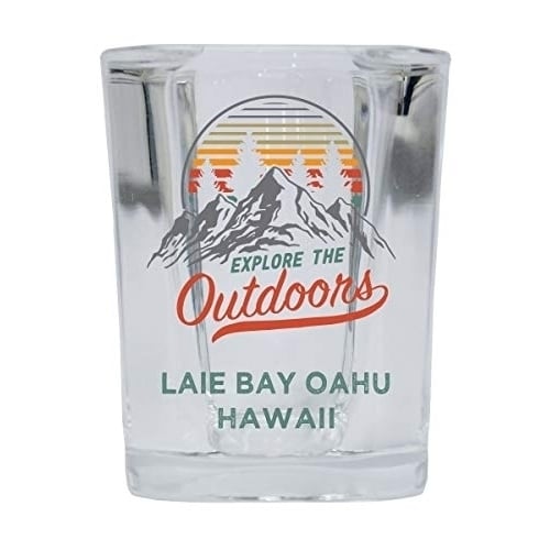 Laie Bay Oahu Hawaii Explore the Outdoors Souvenir 2 Ounce Square Base Liquor Shot Glass Image 1