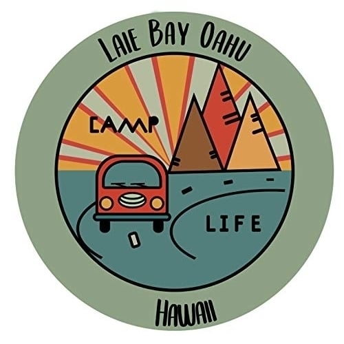 Laie Bay Oahu Hawaii Souvenir 2 Inch Vinyl Decal Sticker Camping Design Image 1