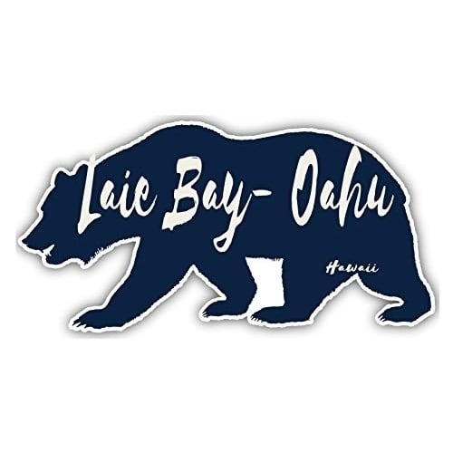 Laie Bay- Oahu Hawaii Souvenir 3x1.5-Inch Vinyl Decal Sticker Bear Design Image 1