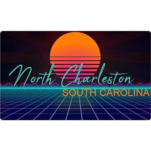 North Charleston South Carolina 4 X 2.25-Inch Fridge Magnet Retro Neon Design Image 1