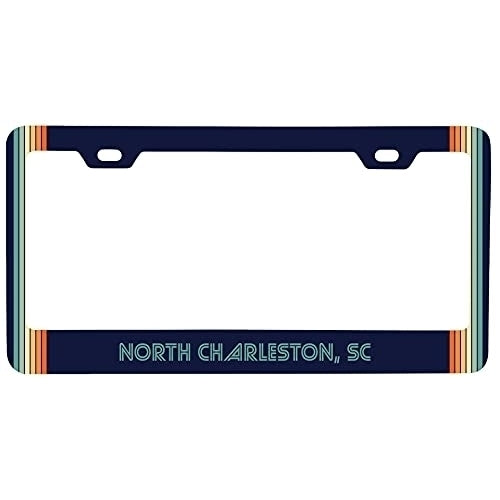 North Charleston South Carolina Car Metal License Plate Frame Retro Design Image 1