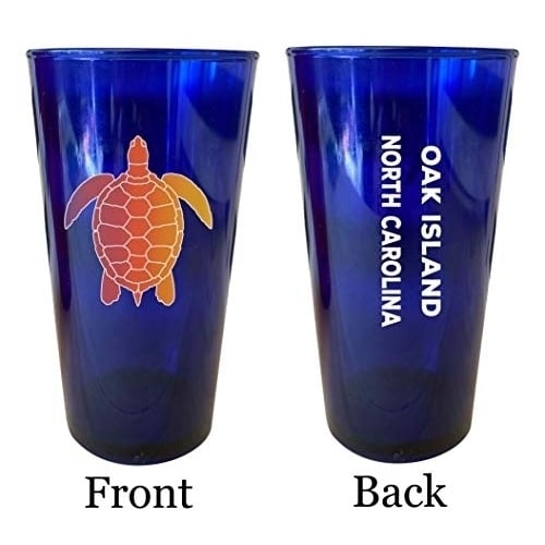 Oahu Hawaii Souvenir 16 oz Blue Plastic Pint Glass 4-Pack Image 1