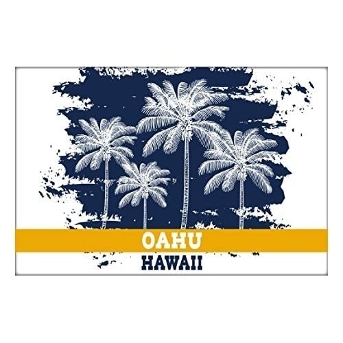 Oahu Hawaii Souvenir 2x3 Inch Fridge Magnet Palm Design Image 1