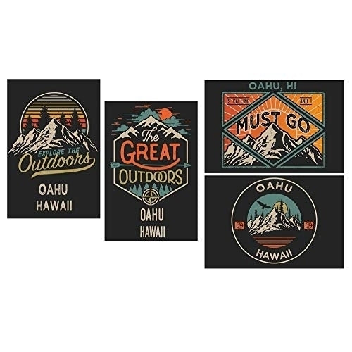 Oahu Hawaii Souvenir 2x3 Inch Fridge Magnet The Great Outdoors Design 4-Pack Image 1