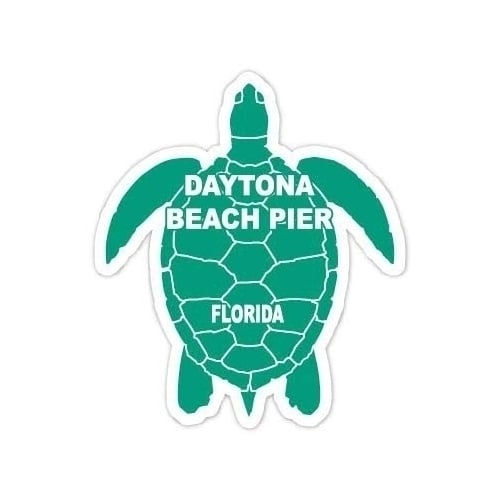 Daytona Beach Pier Florida 4 Inch Green Turtle Shape Decal Sticke Image 1