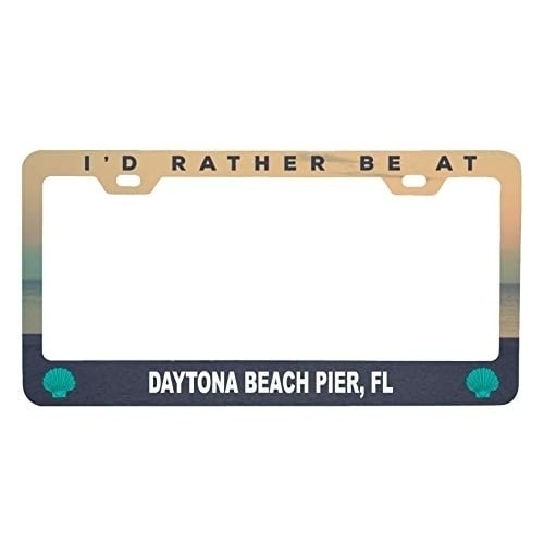 R and R Imports Daytona Beach Pier Florida Sea Shell Design Souvenir Metal License Plate Frame Image 1