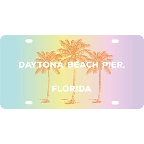 R and R Imports Daytona Beach Pier Florida Souvenir Mini Metal License Plate 4.75 x 2.25 inch Image 1