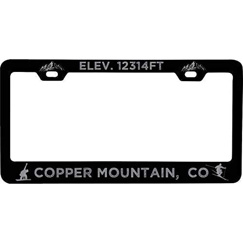R and R Imports Copper Mountain Colorado Etched Metal License Plate Frame Black Image 1