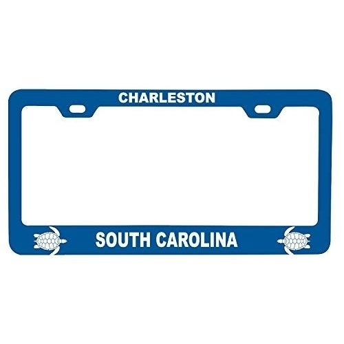 R and R Imports Charleston South Carolina Turtle Design Souvenir Metal License Plate Frame Image 1