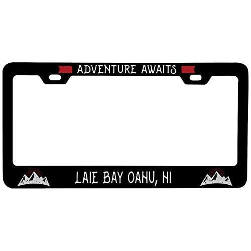 R and R Imports Laie Bay Oahu Hawaii Vanity Metal License Plate Frame Image 1