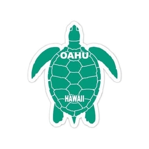 Oahu Hawaii Souvenir 4 Inch Green Turtle Shape Decal Sticke Image 1