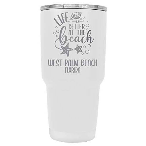 West Palm Beach Florida Souvenir Laser Engraved 24 Oz Insulated Stainless Steel Tumbler White White. Image 1