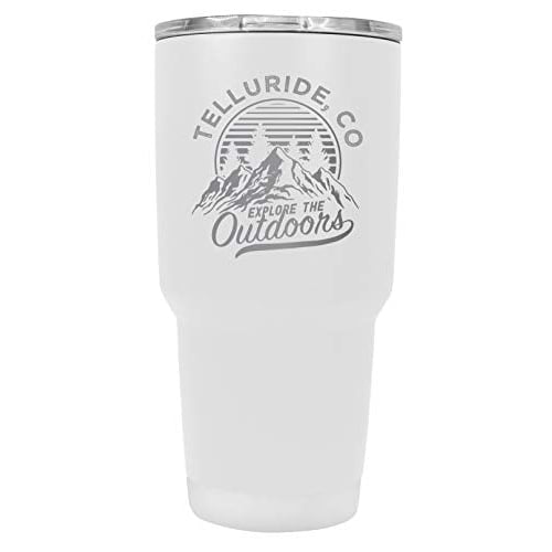 Telluride Colorado Souvenir Laser Engraved 24 oz Insulated Stainless Steel Tumbler White White. Image 1