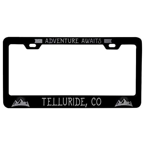 R and R Imports Telluride Colorado Laser Etched Vanity Black Metal License Plate Frame Image 1