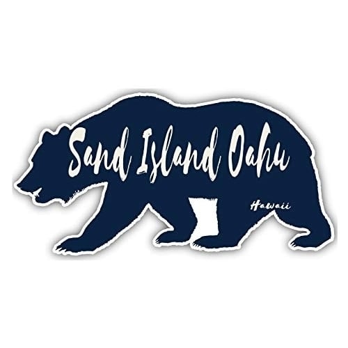 Sand Island Oahu Hawaii Souvenir 5x2.5-Inch Vinyl Decal Sticker Bear Design Image 1