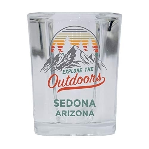 Sedona Arizona Explore the Outdoors Souvenir 2 Ounce Square Base Liquor Shot Glass Image 1